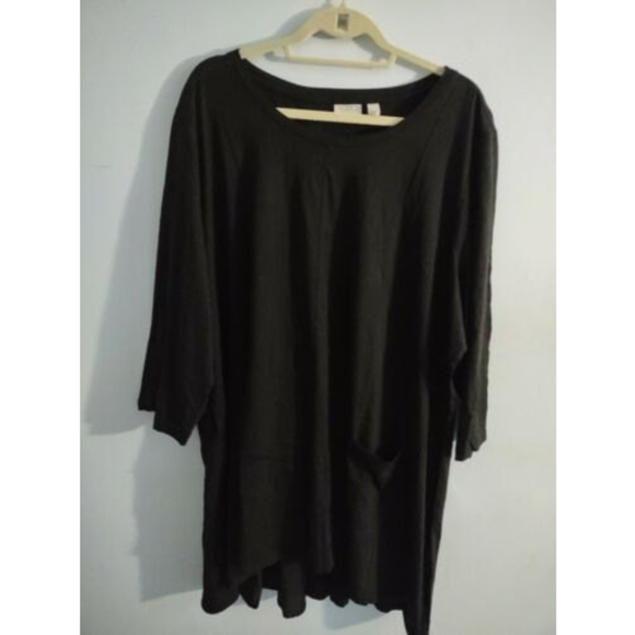 LOGO 3X Lori Goldstein Womens Asymmetrical Hem Tunic Stretch Black Medium - Picture 1 of 5